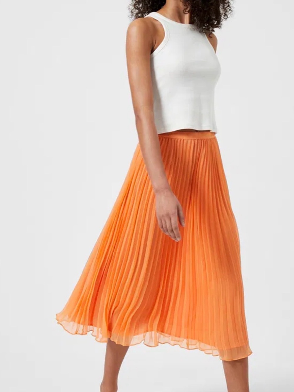 Wilfred Aritzia Coral Orange Pleated Chiffon Maxi Skirt Size Small NWOT